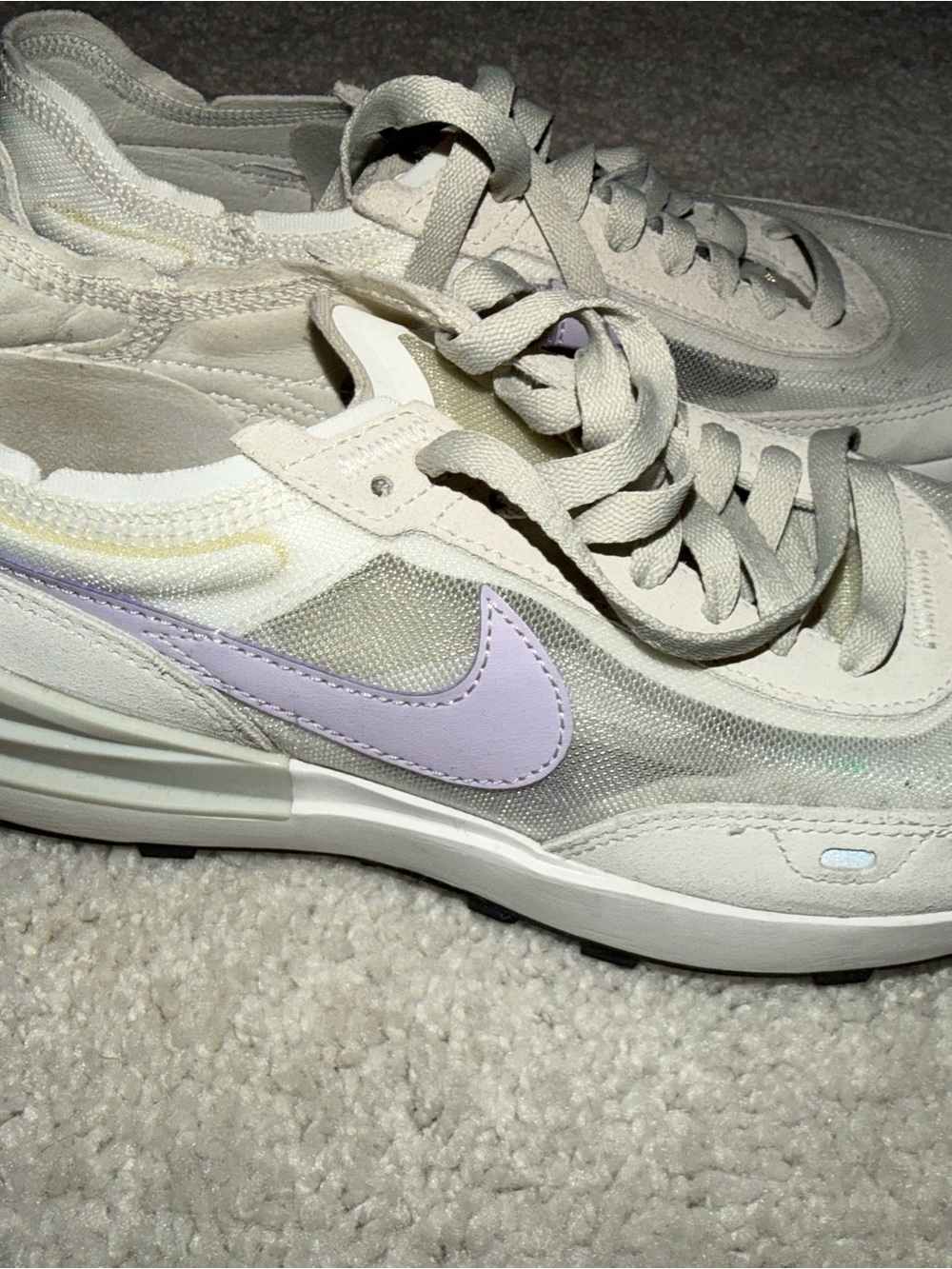Nike Waffle One Women's Cream Sneakers with Lavender Swoosh